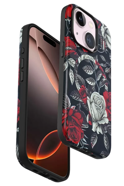 Apple iPhone 15 Flower Series Magsafe Kapak - Siyah