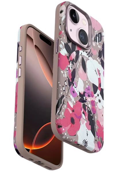 Apple iPhone 15 Flower Series Magsafe Kapak - Pembe