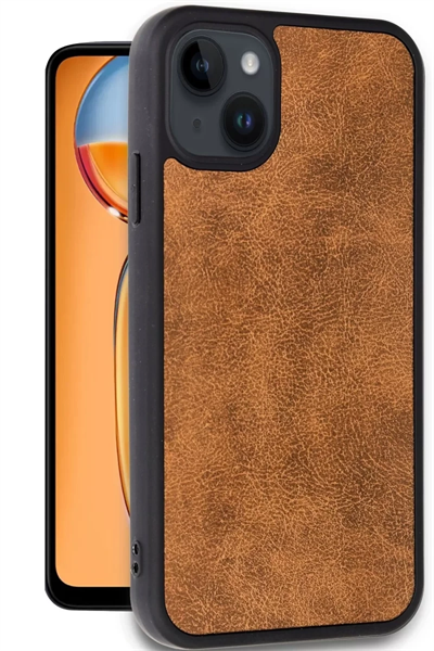Apple iPhone 15 Kılıf Aras Deri Kapak - Taba