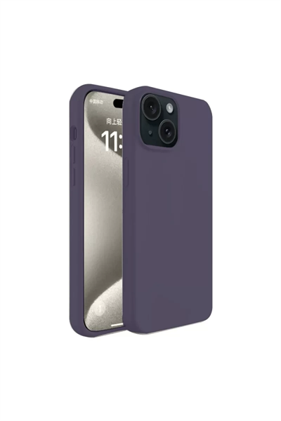 Apple iPhone 15 Kılıf First Silikon - Mürdüm