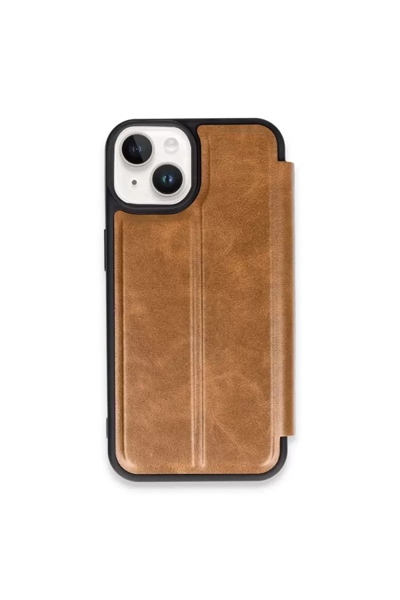Apple iPhone 15 Kılıf Flip Cover - Taba