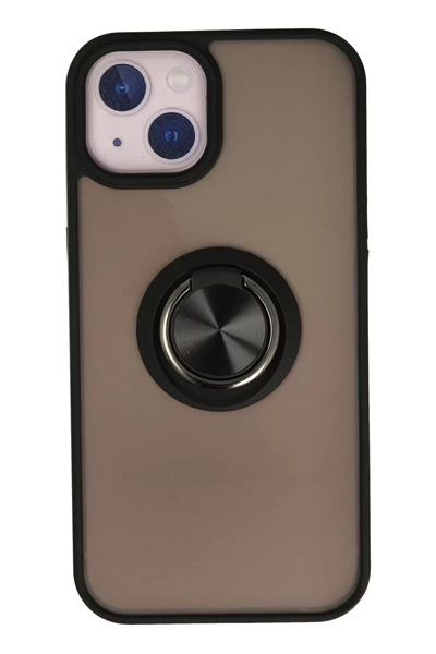 Apple iPhone 15 Kılıf Montreal Yüzüklü Silikon Kapak - Siyah