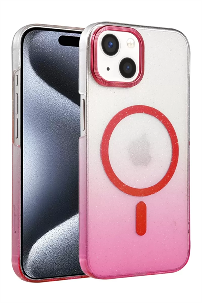Apple iPhone 15 Plus Glossy Magsafe Kapak - Pembe
