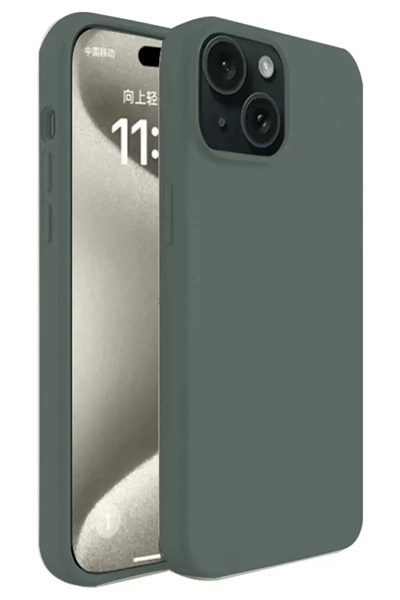 Apple iPhone 15 Plus Kılıf First Silikon - Koyu Yeşil