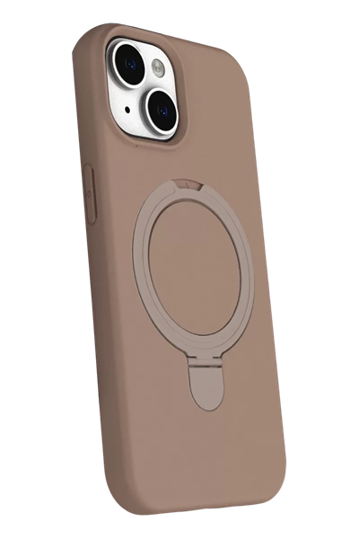 Apple iPhone 15 Plus Regal Magsafe Standlı Kapak - Çöl Titanyum