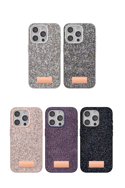 Apple iPhone 15 Pro Bright Simli Kapak - Gümüş