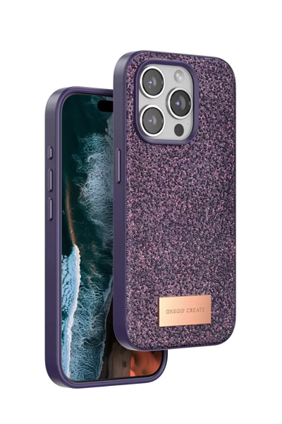 Apple iPhone 15 Pro Bright Simli Kapak - Derin Mor