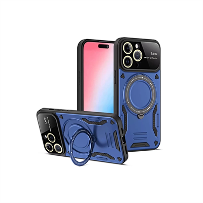 Apple iPhone 15 Pro Joy Lens Standlı Kapak - Lacivert