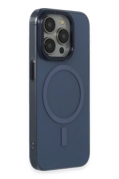 Apple iPhone 15 Pro Kılıf Anka PC Magneticsafe Sert Metal Kapak - Lacivert