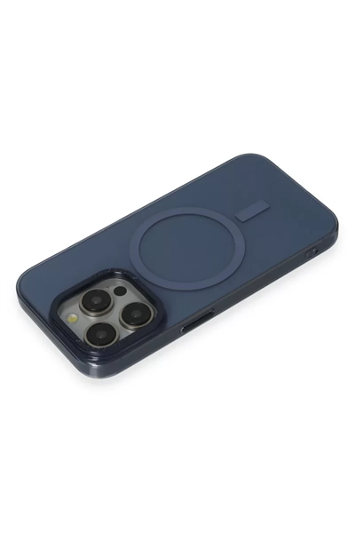 Apple iPhone 15 Pro Kılıf Anka PC Magneticsafe Sert Metal Kapak - Lacivert