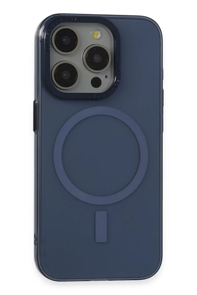 Apple iPhone 15 Pro Kılıf Anka PC Magneticsafe Sert Metal Kapak - Lacivert