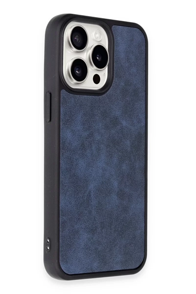 Apple iPhone 15 Pro Kılıf Aras Deri Kapak - Lacivert