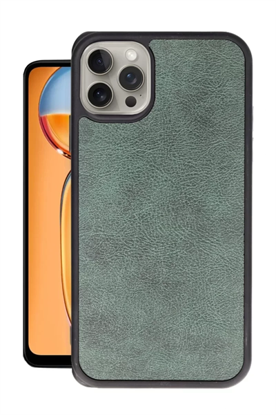 Apple iPhone 15 Pro Kılıf Aras Deri Kapak - Koyu Yeşil