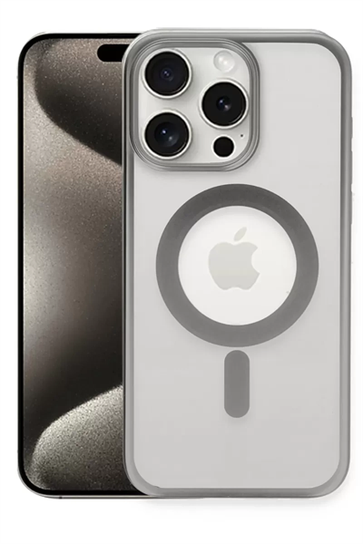 Apple iPhone 15 Pro Kılıf Erozi Magsafe Kapak - Gümüş