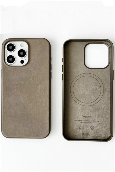 Apple iPhone 15 Pro Kılıf Karen Magsafe Kapak - Kahverengi
