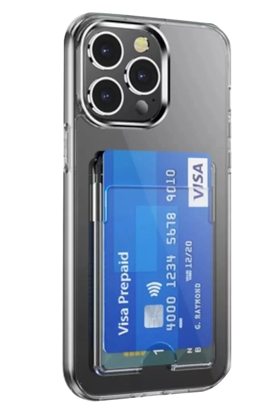 Apple iPhone 15 Pro Kılıf Kart Şeffaf Silikon - Şeffaf