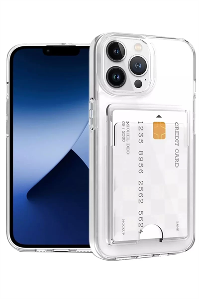 Apple iPhone 15 Pro Kılıf Kart Şeffaf Silikon - Şeffaf