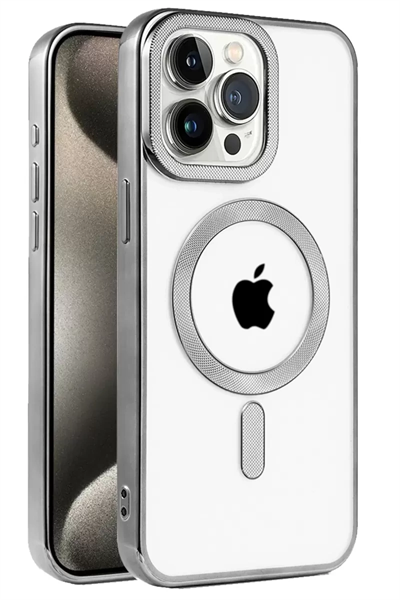 Apple iPhone 15 Pro Kılıf Kronos Magsafe Kapak - Titanyum Gri