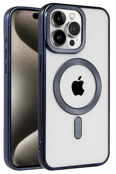 Apple iPhone 15 Pro Kılıf Kronos Magsafe Kapak - Lacivert