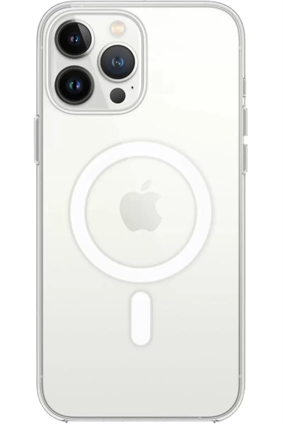 Apple iPhone 15 Pro Kılıf Magneticsafe Şeffaf Silikon - Şeffaf
