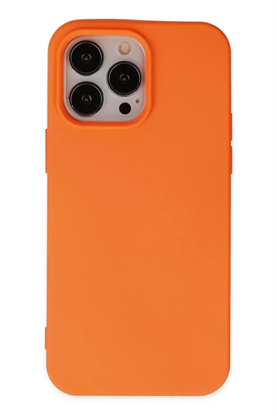 Apple iPhone 15 Pro Kılıf Nano içi Kadife Silikon - Turuncu