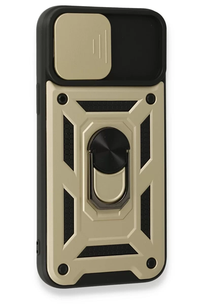 Apple iPhone 15 Pro Kılıf Pars Lens Yüzüklü Silikon - Gold