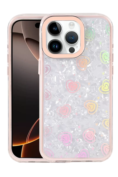 Apple iPhone 15 Pro Lumi Desenli Kapak - Pembe