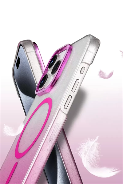 Apple iPhone 15 Pro Max Glossy Magsafe Kapak - Mor