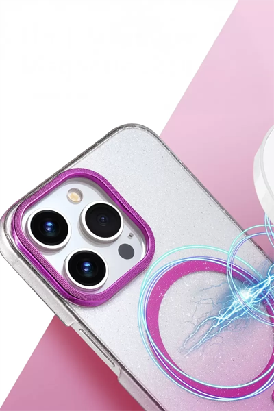 Apple iPhone 15 Pro Max Glossy Magsafe Kapak - Mor