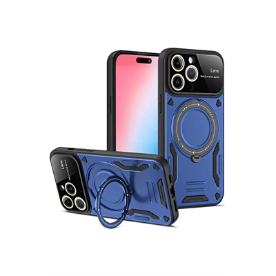Apple iPhone 15 Pro Max Joy Lens Standlı Kapak - Lacivert