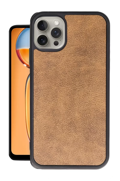Apple iPhone 15 Pro Max Kılıf Aras Deri Kapak - Taba