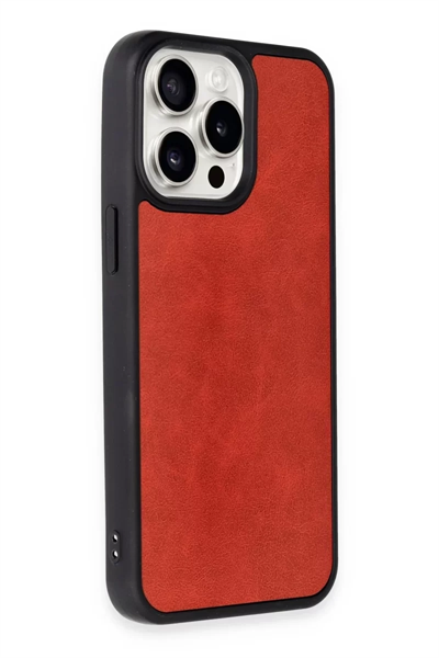 Apple iPhone 15 Pro Max Kılıf Aras Deri Kapak - Kırmızı