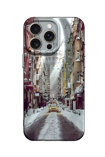 Apple iPhone 15 Pro Max Kılıf Crew Desenli Kapak - Galata Kulesi