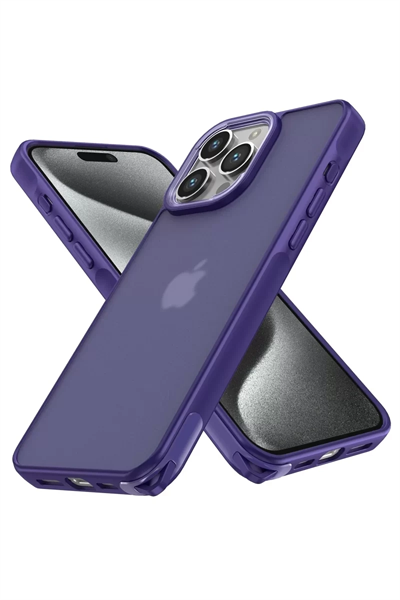 Apple iPhone 15 Pro Max Kılıf Elegant Kapak - Derin Mor