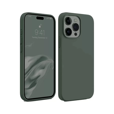 Apple iPhone 15 Pro Max Kılıf First Silikon - Koyu Yeşil