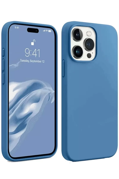 Apple iPhone 15 Pro Max Kılıf First Silikon - Mavi