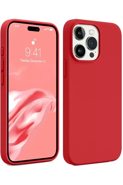 Apple iPhone 15 Pro Max Kılıf First Silikon - Kırmızı