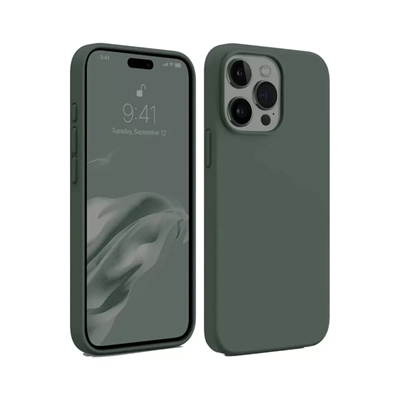 Apple iPhone 15 Pro Max Kılıf First Silikon - Koyu Yeşil