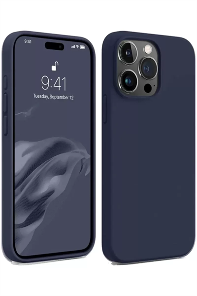 Apple iPhone 15 Pro Max Kılıf First Silikon - Lacivert