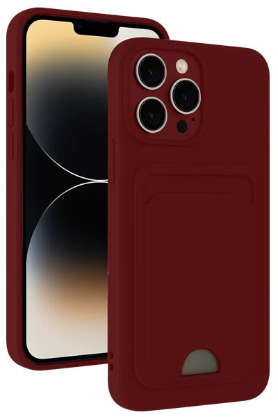 Apple iPhone 15 Pro Max Kılıf Kelvin Kartvizitli Silikon - Bordo