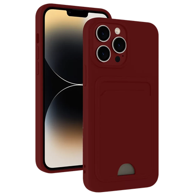 Apple iPhone 15 Pro Max Kılıf Kelvin Kartvizitli Silikon - Bordo
