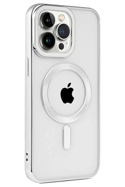 Apple iPhone 15 Pro Max Kılıf Kronos Magsafe Kapak - Gümüş
