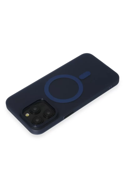 Apple iPhone 15 Pro Max Kılıf Lodos Magneticsafe Mat Kapak - Mavi