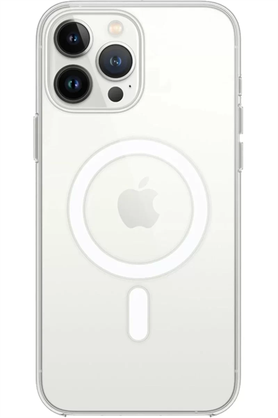 Apple iPhone 15 Pro Max Kılıf Magneticsafe Şeffaf Silikon - Şeffaf