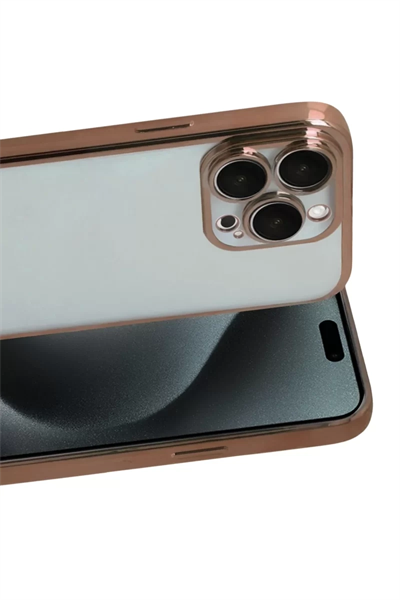 Apple iPhone 15 Pro Max Lensli Silikon - Çöl Titanyum
