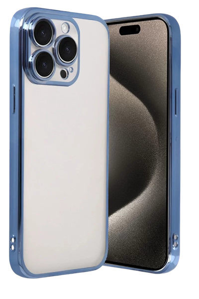 Apple iPhone 15 Pro Max Lensli Silikon - Açık Mavi