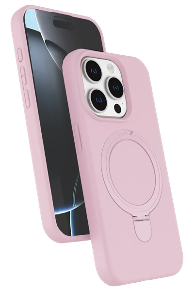 Apple iPhone 15 Pro Max Regal Magsafe Standlı Kapak - Açık Pembe