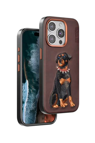 Apple iPhone 15 Pro Perma Desenli Kapak - Koyu Kahve
