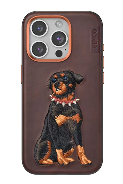 Apple iPhone 15 Pro Perma Desenli Kapak - Koyu Kahve