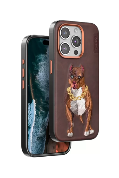 Apple iPhone 15 Pro Perma Desenli Kapak - Kahverengi